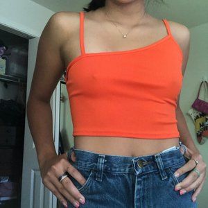 Orange asymmetrical tank top